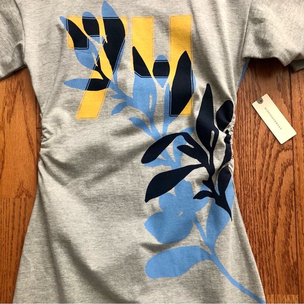 Anthropologie Daily Practice Gray Floral Mini 
T-Shirt Dress Women’s Size XS NWT - Picture 5 of 12